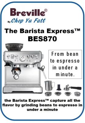 Breville the Barista Express Espresso Machine, BES870 (FREE Breville Knock Box)