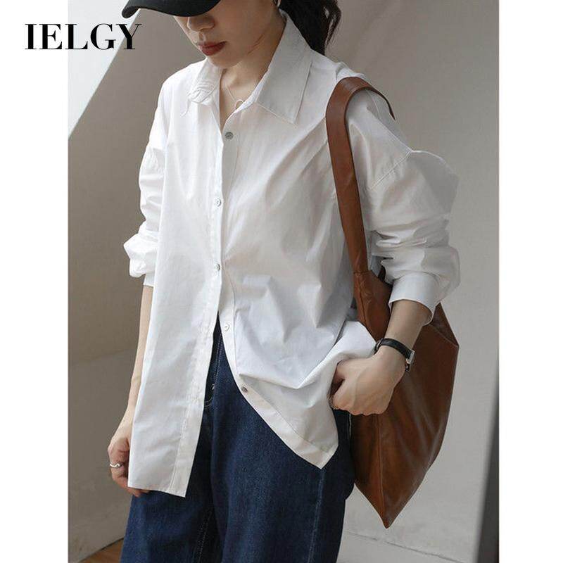 IELGY shirt blue female design sense niche long-sleeved loose