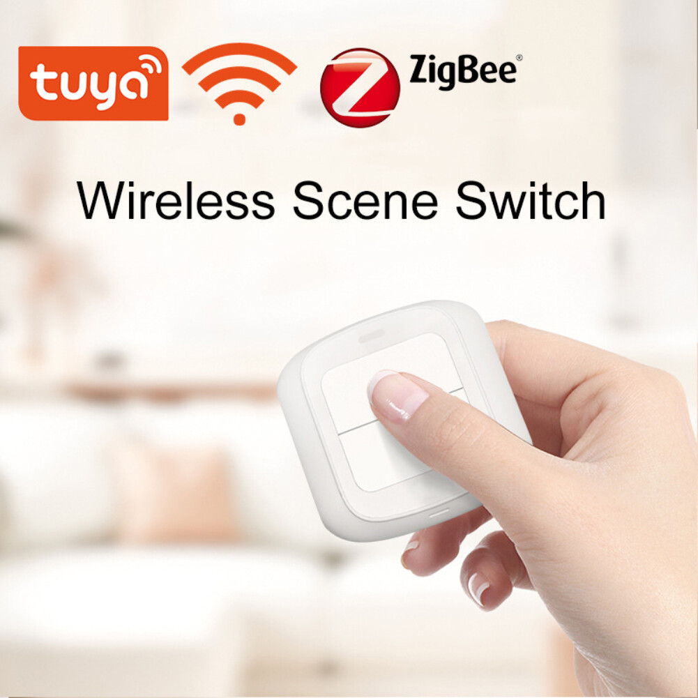 EL style Tuya Scene Switch Smart Switch 2 Gang WiFi/ZigBee Wireless 6 Scene Switch Button Controller Battery powered Automation Scene Smart Home Smart Life