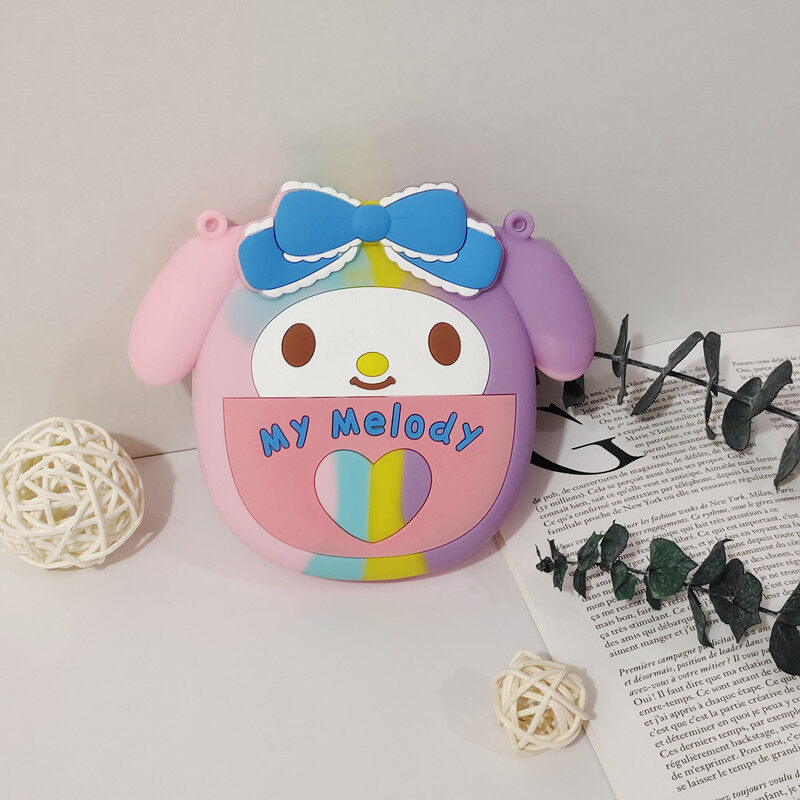 HS Children's Shoulder Bag Messenger Bag Sanrio Kuromi Melody Cinnamon Dog Silicone Bag