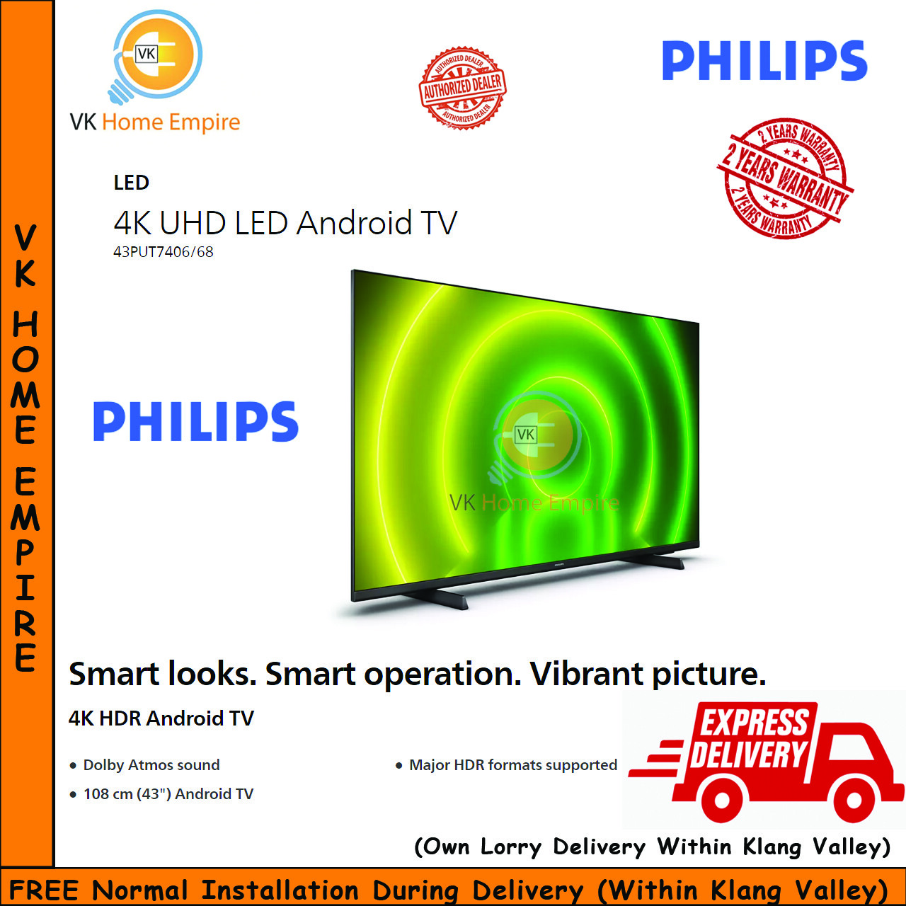 Philips 43PUT7406/68 4K UHD LED Android TV | Lazada