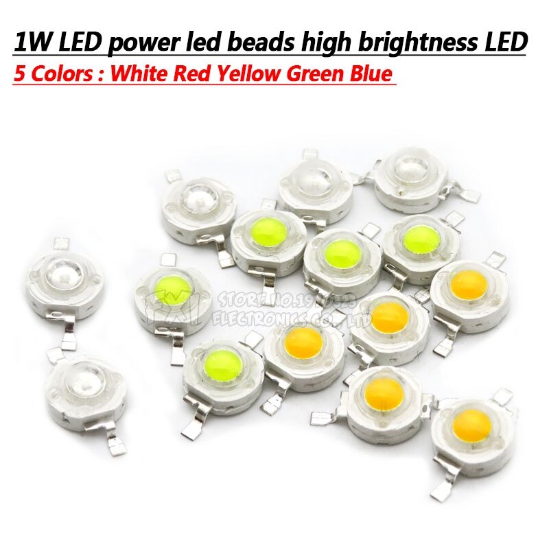 10PCS 1W LED White Red Yellow Green Blue 5 Colors high power led beads high brightness LED integrated circuit