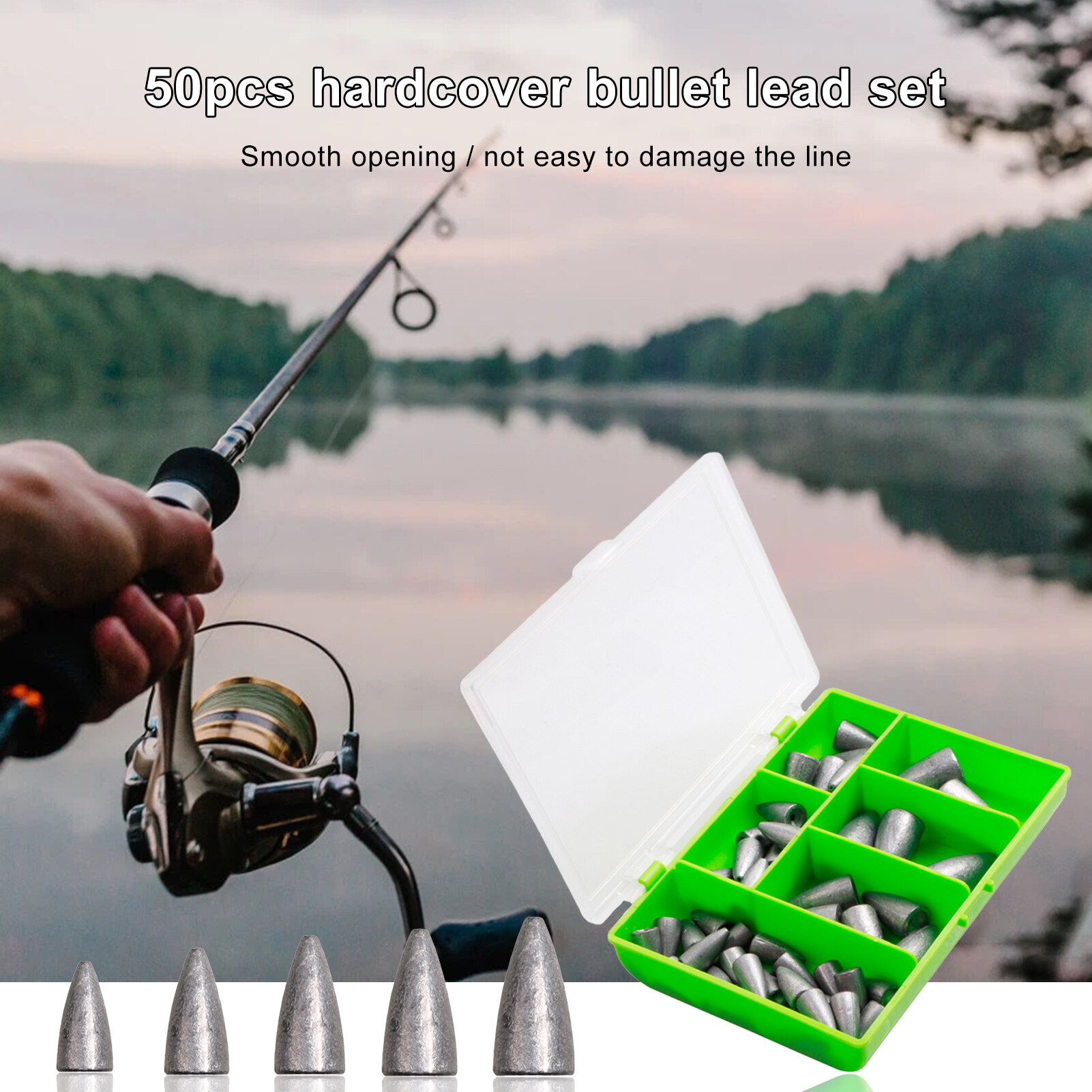 Ghxdryuru 50Pcs/Set Sturdy Lead Sinker Kit Anti-Scratch Streamline ...