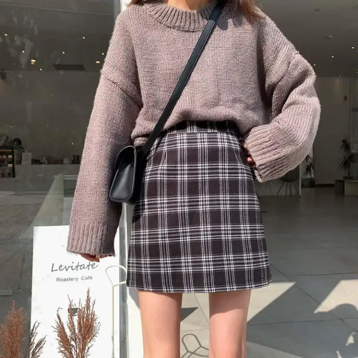 plaid skirt lazada