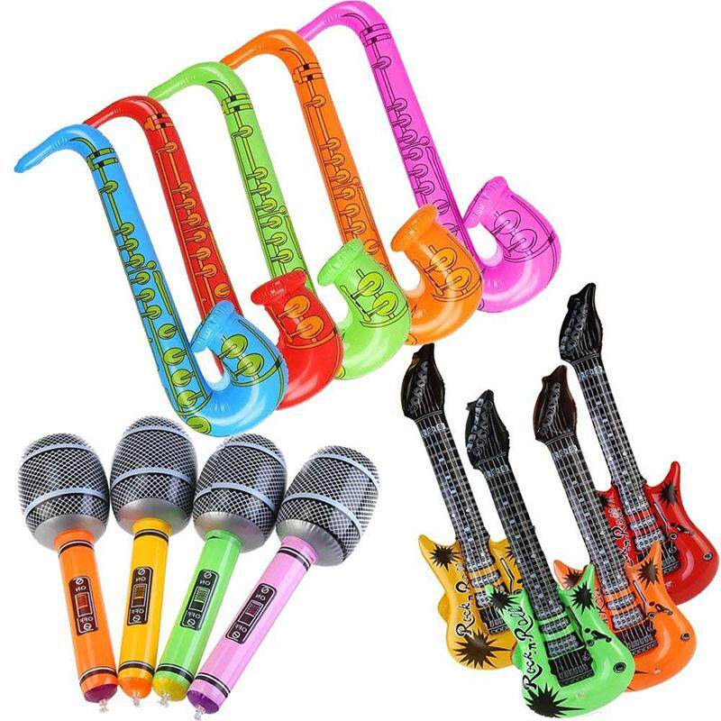 12Pcs Inflatable Guitar Saxophone Microphone Balloons Fun Musical