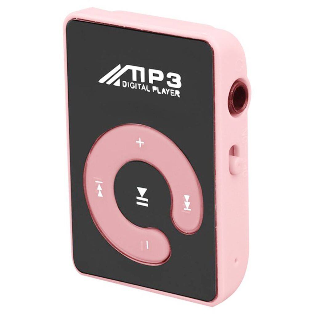 Mirror Surface Mini MP3 Player with Clip USB Charging Portable Music Playing Device Multifunctional Built-in Battery