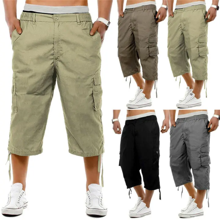 three quarter length cargo shorts