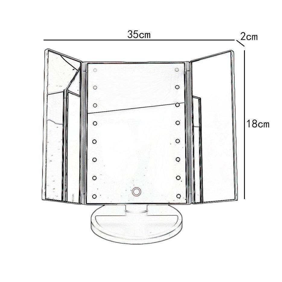 Nóng Người Bán Di Động Ba Bàn Gấp Đèn LED Dạ Quang Gương Trang Điểm Mỹ Phẩm có Gương