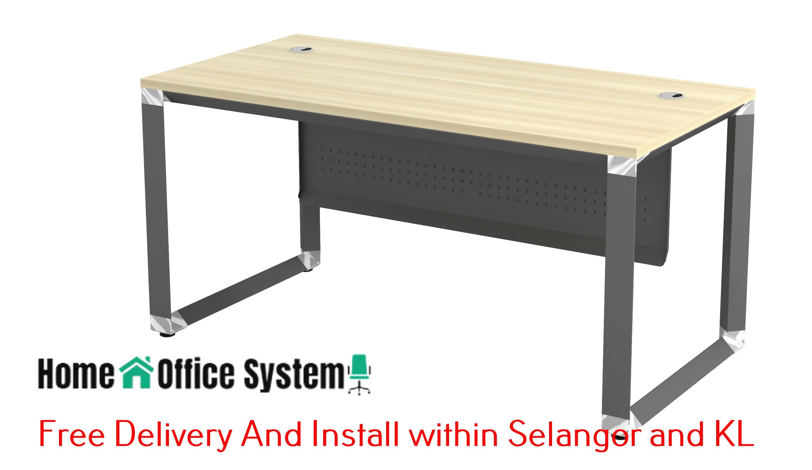 4 Feet Rectangular Shape Office Table with O Shape Pyramid Metal Leg