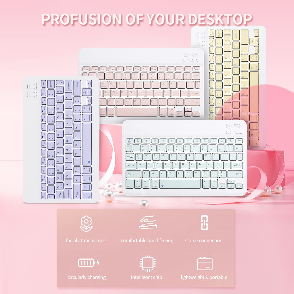 Bàn Phím BT Không Dây 10-Inch Bàn Phím BT Có Thể Sạc Lại Nhiều Màu Thông Dụng Ba Hệ Thống Máy Tính Bảng Điện Thoại Di Động Bàn Phím Phổ Thông, Màu Xanh Lá Cây
