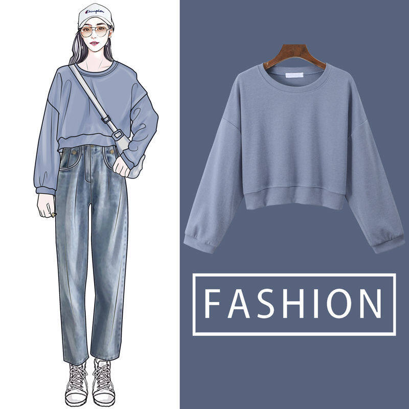 Solid Color Sweater Women's Round Neck Long Sleeve Loose Top