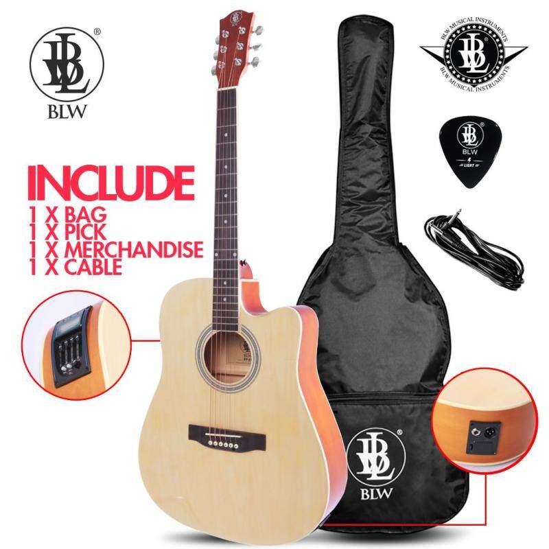 BLW 41 Inch Standard Dreadnought Semi Acoustic Electric 4 Equalizer Guitar for Beginners SD410EQ Comes with Bag, Cable, Pick and Merchandise Sticker Malaysia