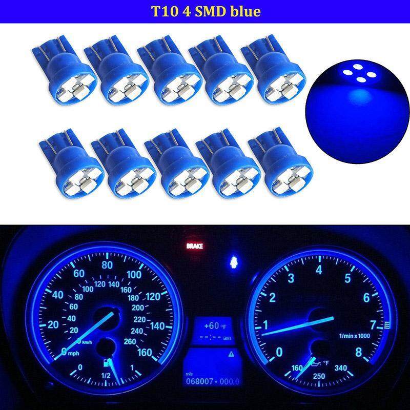 10 chiếc T10 W5W 194 2825 4SMD LED Wedge Bảng Đồng Hồ Đo Chùm Ánh Sáng Xanh Dương