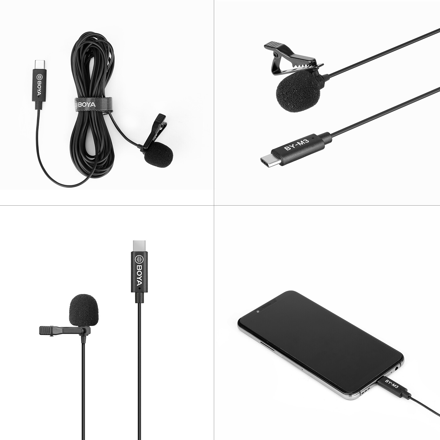 Micrô Lavalier đa hướng Boya BY-M3 cho USB-C thiết bị Android (Chiều dài cáp 6M)