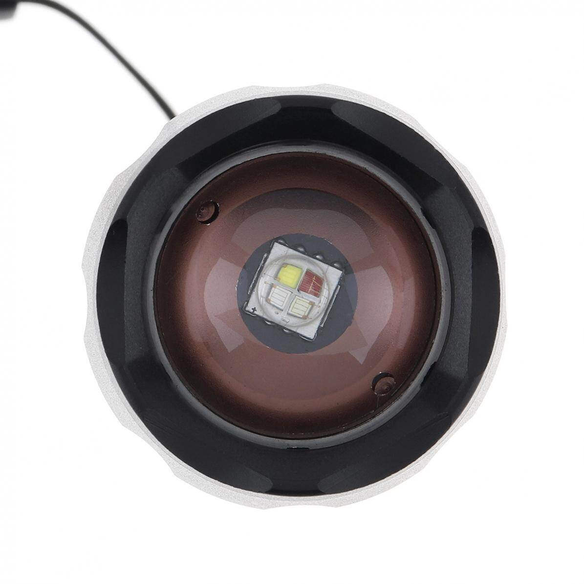 A100 4 Light Modes Red Green Blue White Light LED Flashlight with Adjustable Focus Waterproof for Camping / Hiking / Fishing