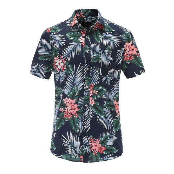 2019 Mens Hawaii Casual Shirts Long Sleeved Flower Floral Dress Shirt Tops New