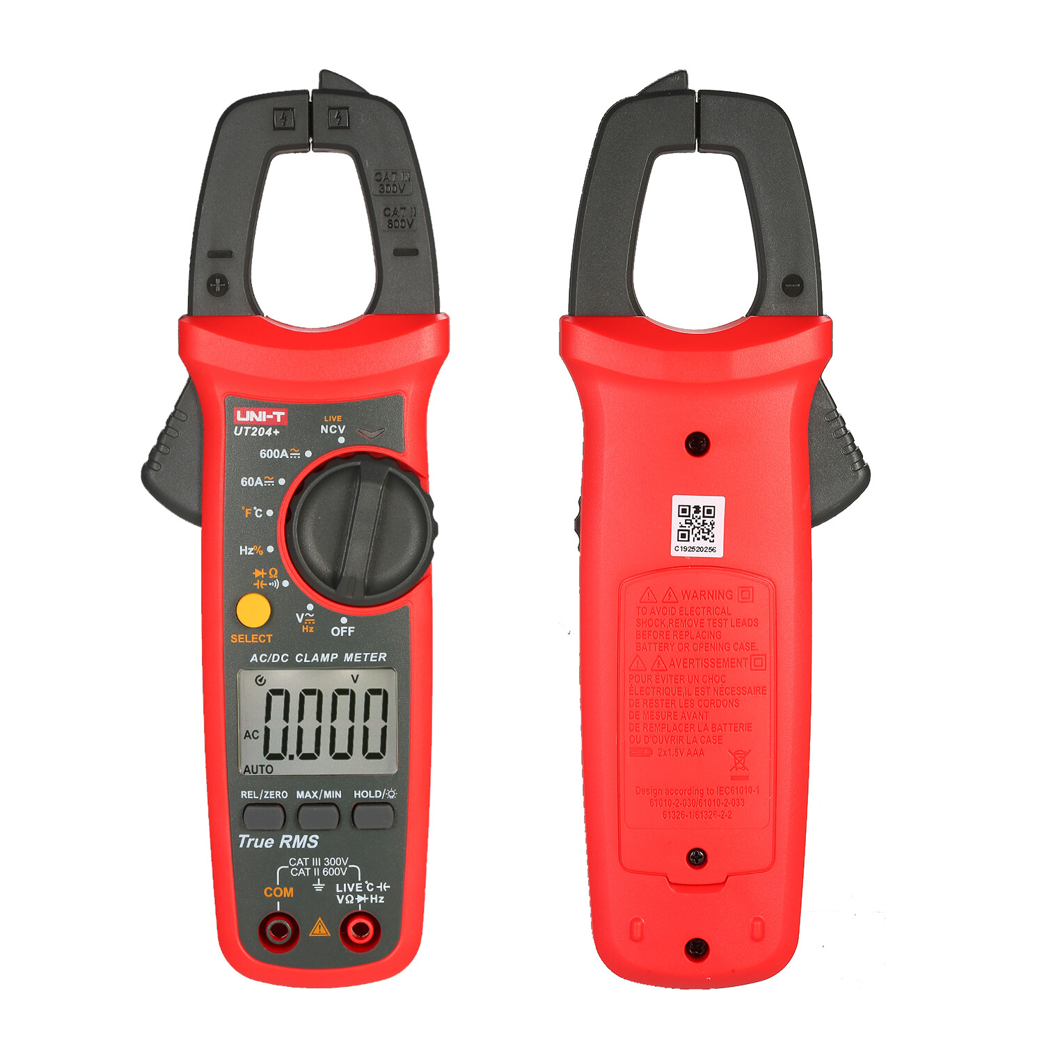 UNI-T Đồng Hồ Kẹp Kỹ Thuật Số Đếm UT204 + 6000 Ampe Kế Vạn Năng RMS Thật Đồng Hồ Đo Điện Áp, Máy Kiểm Tra Vạn Năng Kiểm Tra NCV Thiết Bị Kiểm Tra Kẹp Dòng Điện AC/DC-Kiểm Tra Trực Tiếp Đo Nhiệt Độ 40 ~ 1000 ° C