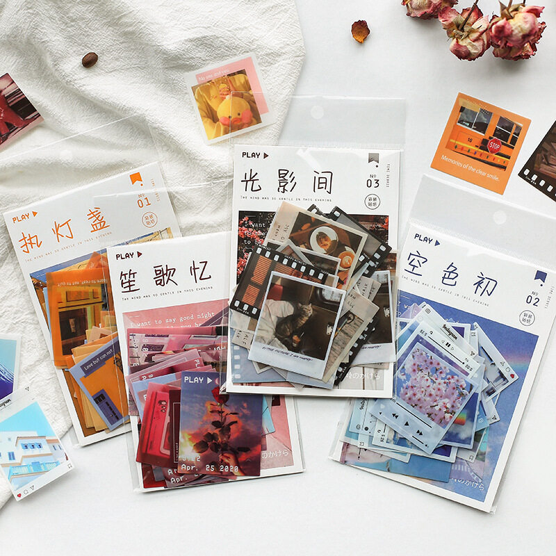 SHOOTHE 40Pcsไดอารี่ตกแต่งVintage INSสไตล์สติ๊กเกอร์บาร์โค้ดNiceของขวัญพีวีซีDIY Scrapbooking Photo Props