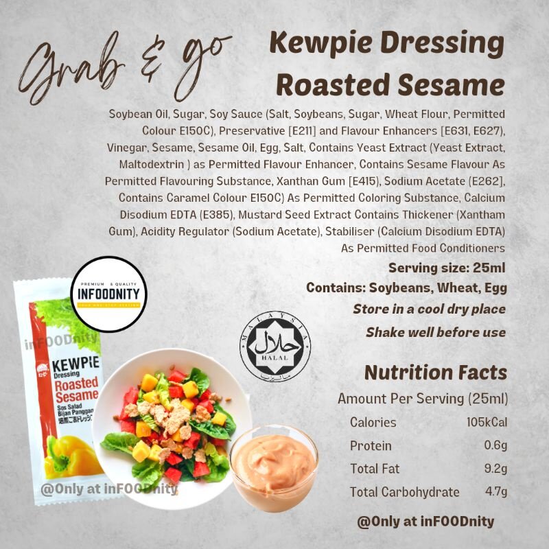 Kewpie Halal Salad Dressing Sachet Roasted Sesame Caesar Mayonnaise