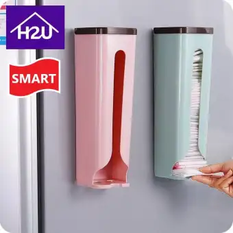 H2u Plastic Bag Storage Box Organizer Garbage Bags Collection Green Or Pink