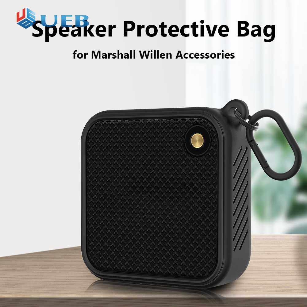 Storage Case Portable Speaker Protective Box Silicone Shockproof Anti-fall Accessories with Metal Hook for Marshall Willen