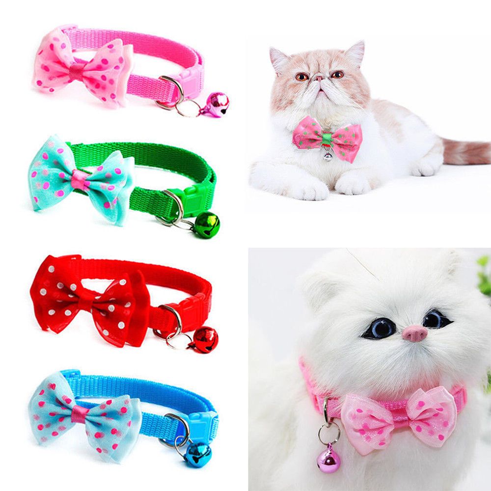 Dog Bow Bell Adjustable Kitten Collar Puppy Necktie Bowknot Cat