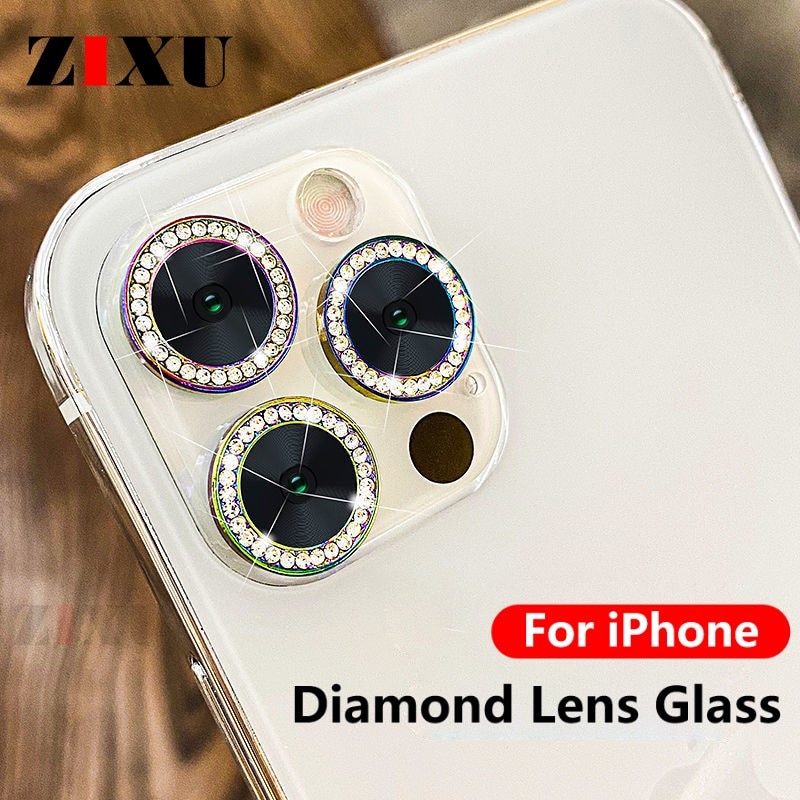 QuXis Diamond Camera Case For iPhone 14 13 11 Pro Max 12 Pro Max Camera Lens Protector Screen Case For iPhone 14 Plus Tempered Glass