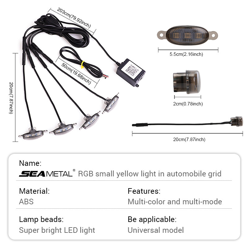 1 Set Car Front Grid LED Light APP Control Multi-color Multi-mode Grid Lights For All Vehicles