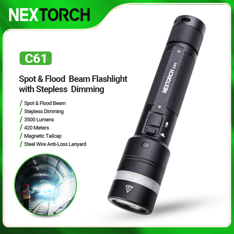 3500 lumen flashlight rechargeable Nebo Davinci Handheld The DAVINCI 3500 Lumen rechargeable flashlight by NEBO Coast XP18R Pure Beam LED