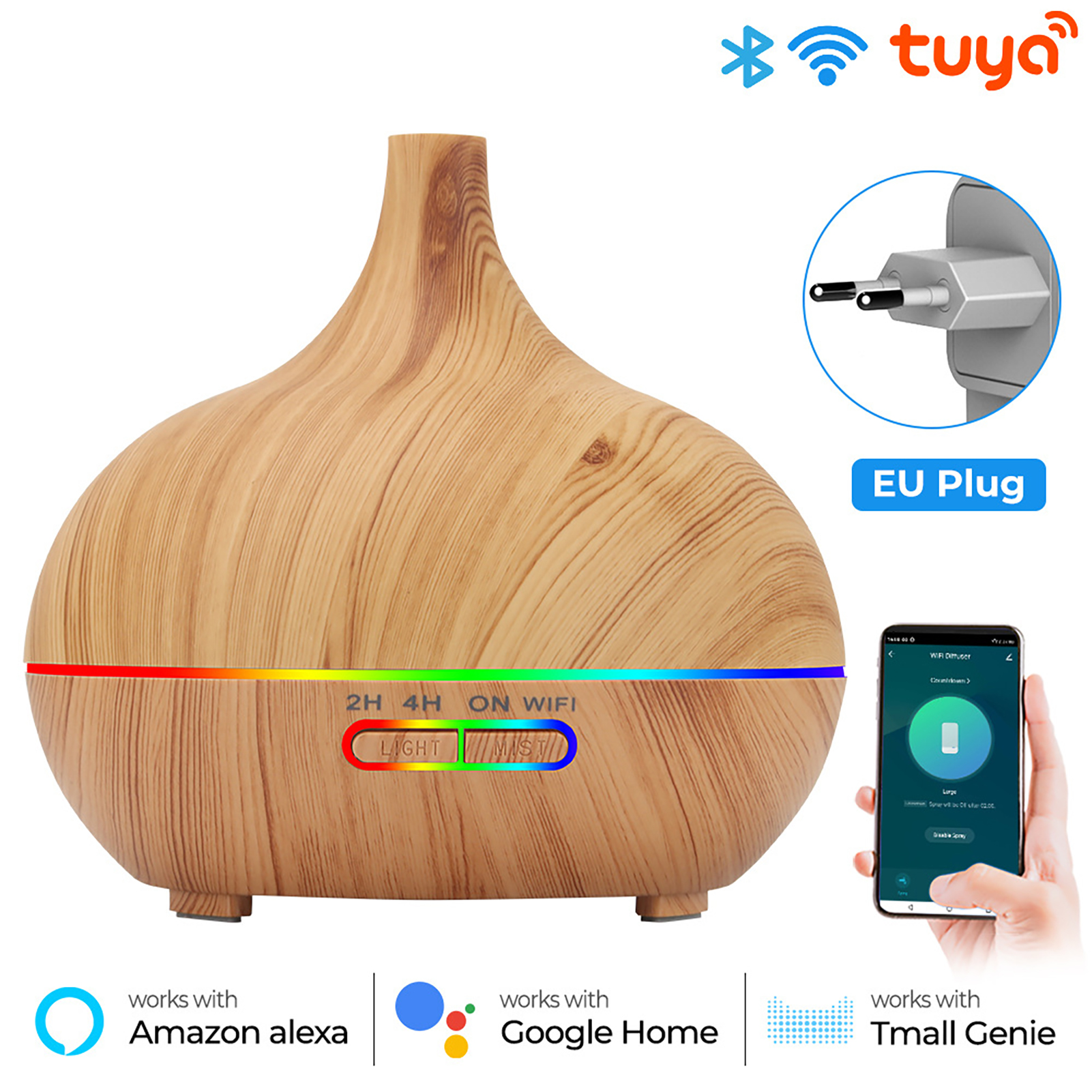 Aromatherapy and Home Fragrance 1 Set 400ML Essential Oil Diffuser Floor Standing Remote Control Voice-Control WIFI Smart Air Purifier for Office