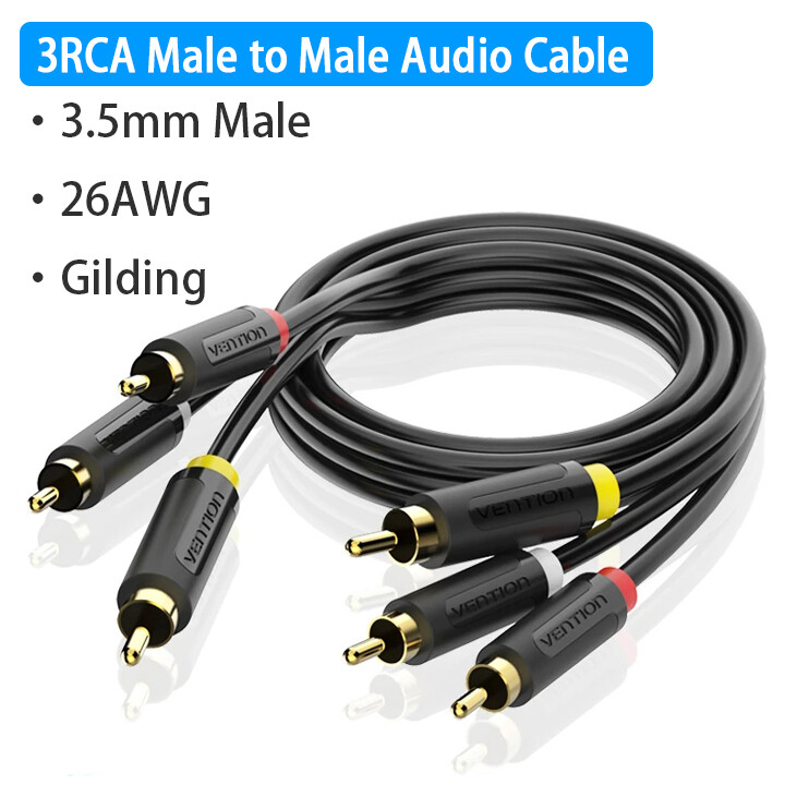Vention 3rca to 3 rca cable audio video male to male av cable gold plated for stb dvd tv vcd blueplayer amplifier cable rca jack