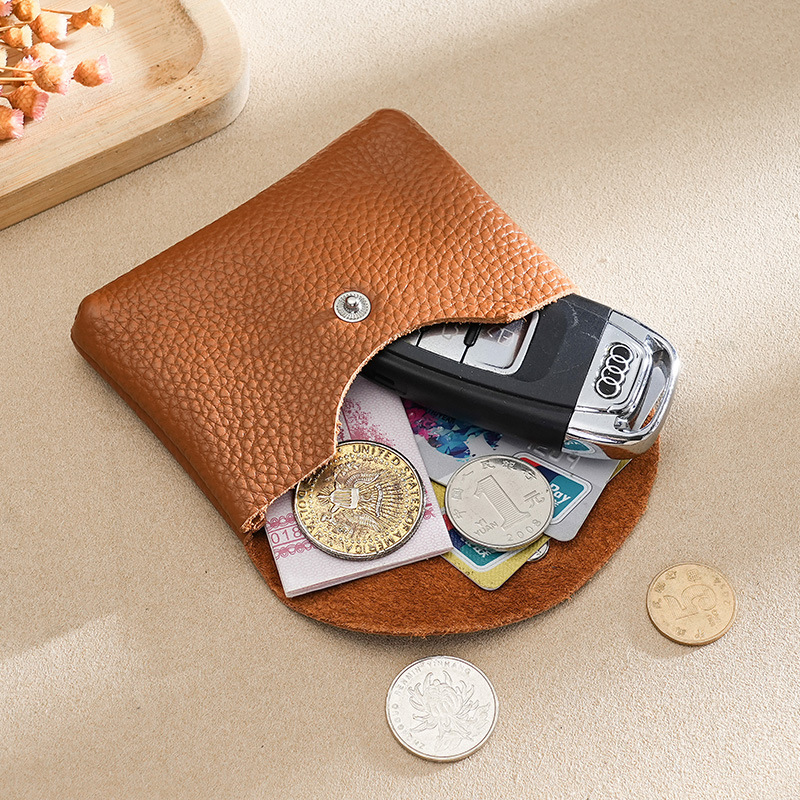 2024 New Genuine Leather Small Wallet Womens Mini Simplicity Coin Pouches Top Layer Cowhide ID Credit Card Holder