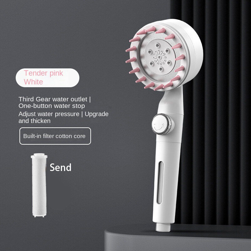 Kebidumei Pressurized Shower Head Spray Powerful Pressurized Shower Head with Massager 3 Mode Bathroom Bathing Filter Shower Head