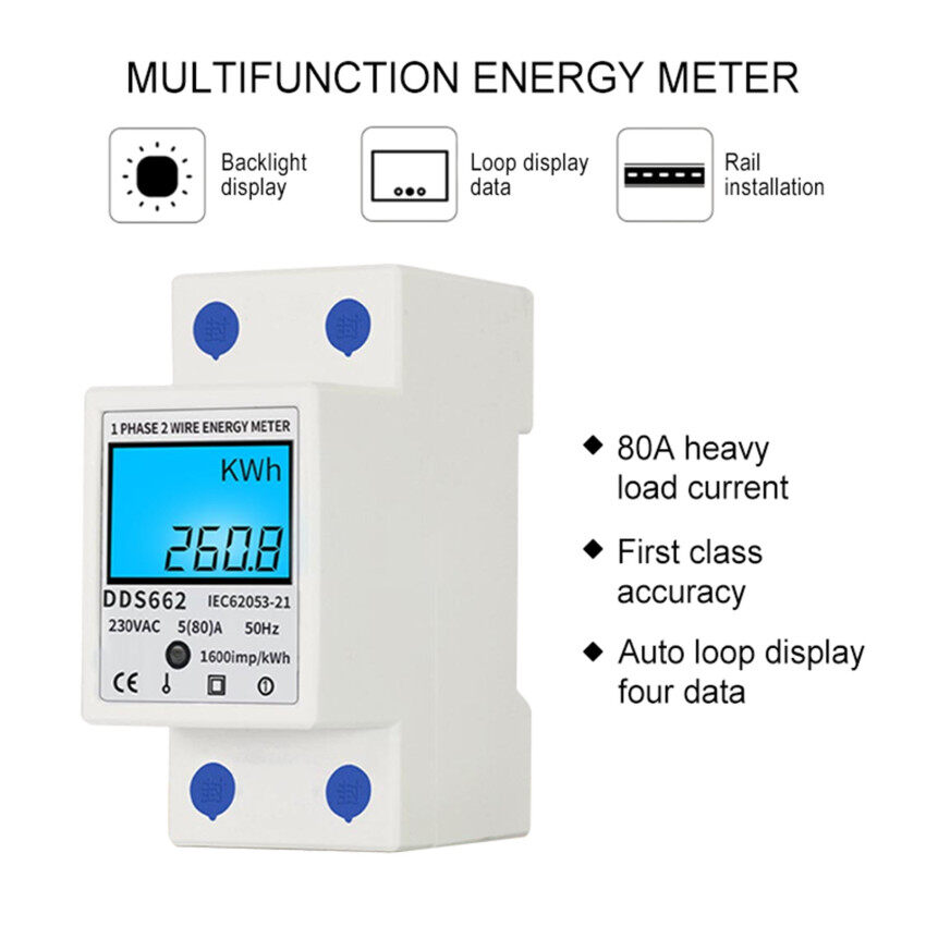 Digital Energy Meter DDS528 532A 230V DinRail Energy Meter LCD