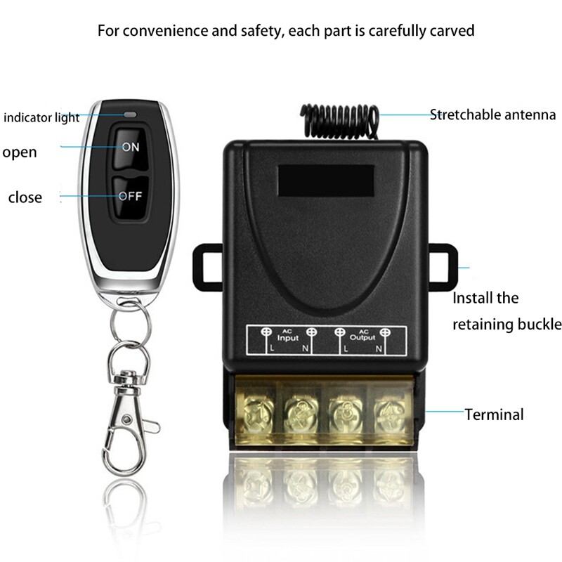 433MHz 220V Water Pump Remote Control Switch 1Ch 30A Receiver Module ON/OFF Wireless RF Transmitter for Light LED