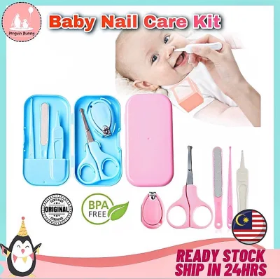 Baby Manicure Kit Set (5 IN 1) Baby Nail Care Set, Safe Baby Nail Clipper, Scissor, File & Tweezer for Newborn Infant