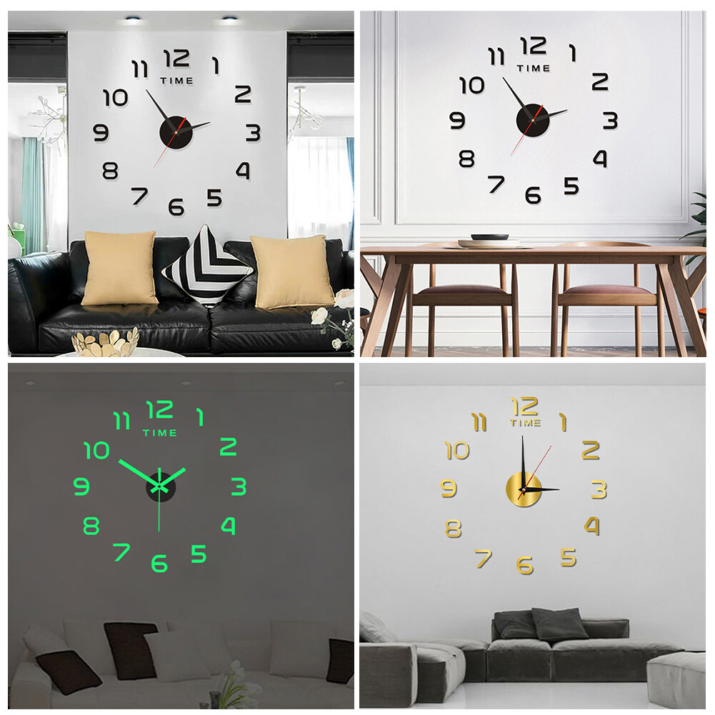 1 Bộ 3D Đồng Hồ Treo Tường Không Khung Phát Sáng Đồng Hồ Treo Tường S DIY Đồng Hồ Kỹ Thuật Số Miếng Dán Tường Đồng Hồ Treo Tường Cho Trang Trí Phòng Khách Gia Đình Tường Văn Phòng