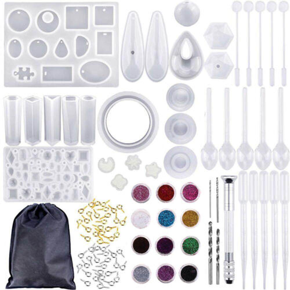 98 PCS DIY Nhựa Silicon Khuôn Mặt Dây Chuyền Trang Sức Khuôn Pha Lê Thủ Công Bộ Với Đen Túi Cho Tự Làm Trang Sức thủ Công Làm Cho