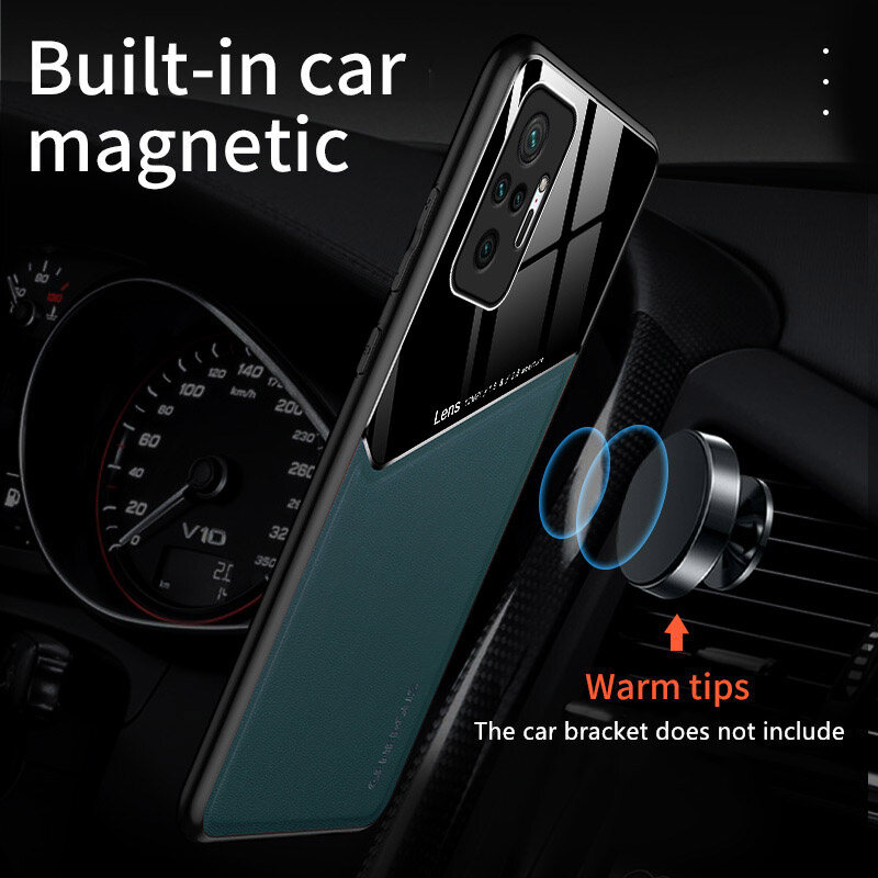 ROAZIC Dành Cho Xiaomi Redmi Note 10 Note 10 Pro Note 10 Pro Max Note 9 Note 9S Note 9 Pro Ốp Điện Thoại Vỏ Thủy Tinh Từ Tính Kết Cấu Da, Ốp Lưng Chống Sốc Cạnh Mềm
