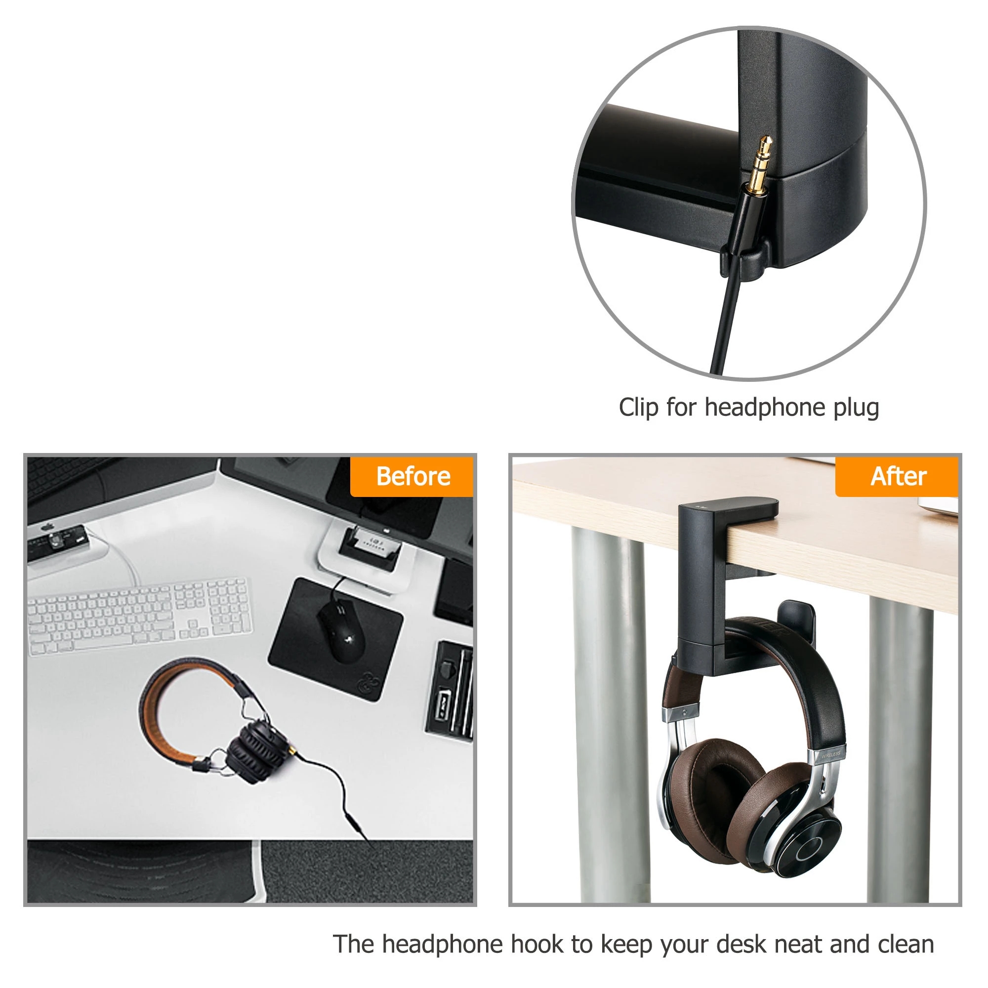 BlueWow Giá Đỡ Móc Treo Tai Nghe Chơi Game Trên PC T004 Giá Treo Tai Nghe Giá Đỡ Có Tay Xoay & Điều Chỉnh Được Giá Đỡ Túi Thông Dụng Gắn Bàn