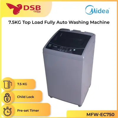 MIDEA MFW-EC750 (New Model) 7.5kg Fully Auto Washing Machine Model Mesin Basuh Replace MFW-E75S