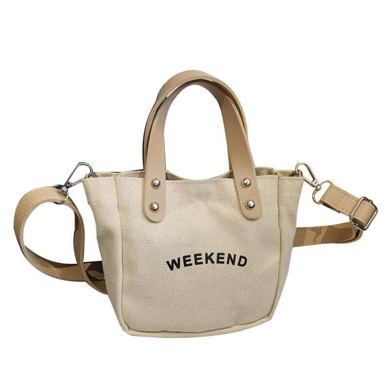 Fashionhead Children Girls Casual Letter Print Canvas Tote Pouch Crossbody Shoulder Bag