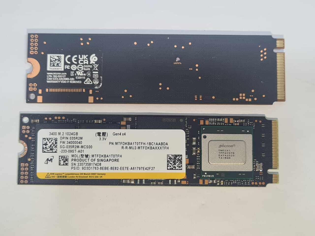 Micron 3400 1TB NVMe M.2 SSD PCIe Gen4 x4 MTFDKBA1T0TFH Dell P/N