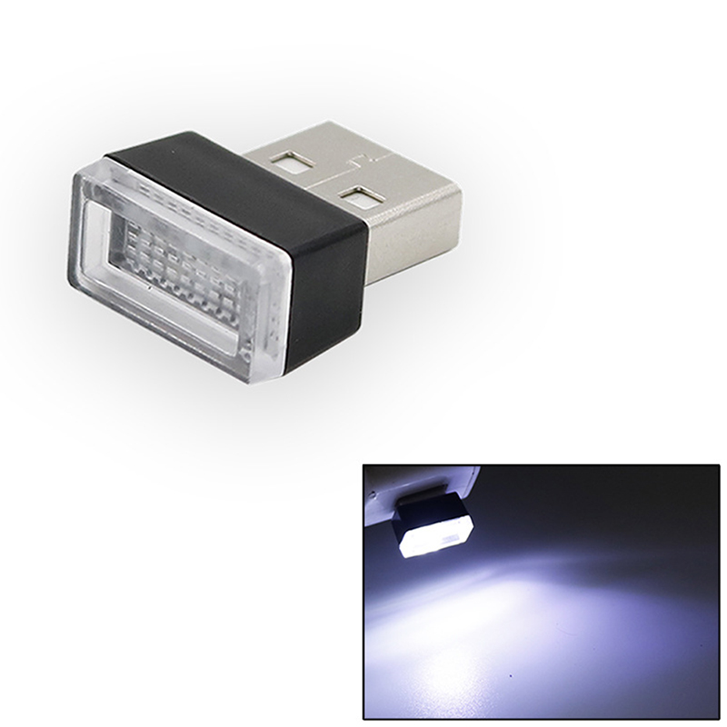 Ministar Car Mini USB LED Atmosphere Lights Decorative Lamp Interior Light PC Portable Plug Ambient White Emergency Lights Blue