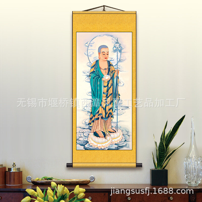 The Portrait Of King Zang Is A Scroll Painting Of The King Of Tibet. The Buddha Hall Is Hung With High-Definition King Of Tibet And Bodhisattva. The Hanging Picture Is Mounted On A Full Screen.