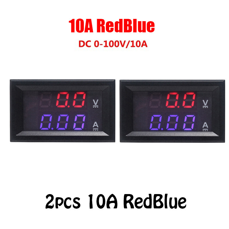 2pcs digital voltmeter ammeter dc 0-100v 10a 50a 100a dual display voltage detector current meter panel amp volt gauge