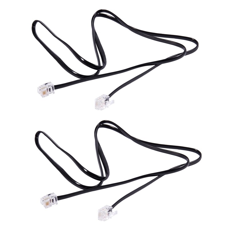 2x rj11 6p4c telephone cable cord adsl modem 1 meters
