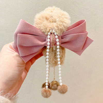 New Korean Hair Clip Fashion Bow Hairpin Plush Pearl Pendant Shark Clip For Women Girls Hair Accessories