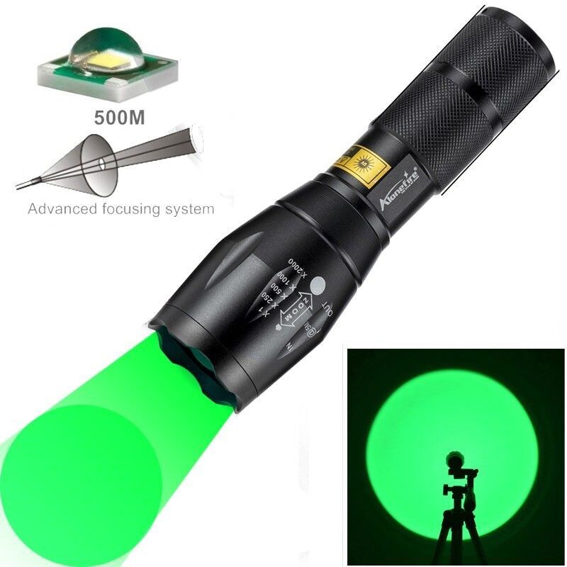 【Fire New】 LED green light mouse tail spotlight tactical wire control switch aluminum alloy strong light super bright lighting flashlight