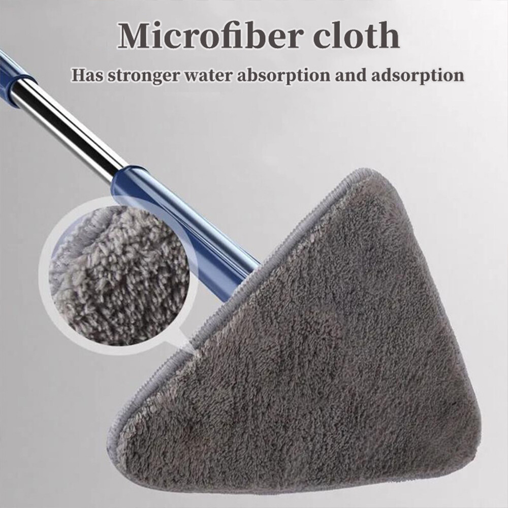 Làm sạch tam giác quay lau 360 ° Microfibre đầu tay kéo và dễ dàng để thoát 130cm dài cây lau nhà dụng cụ lau nhà lười tự khô sàn phòng tắm tường cửa sổ làm sạch bụi hộ gia đình dụng cụ làm sạch
